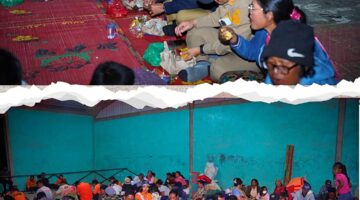 Bupati dan Wakil Bupati Karo Bersama Forkopimda Makan Malam Bersama Pengungsi Erupsi Gunung Sinabung